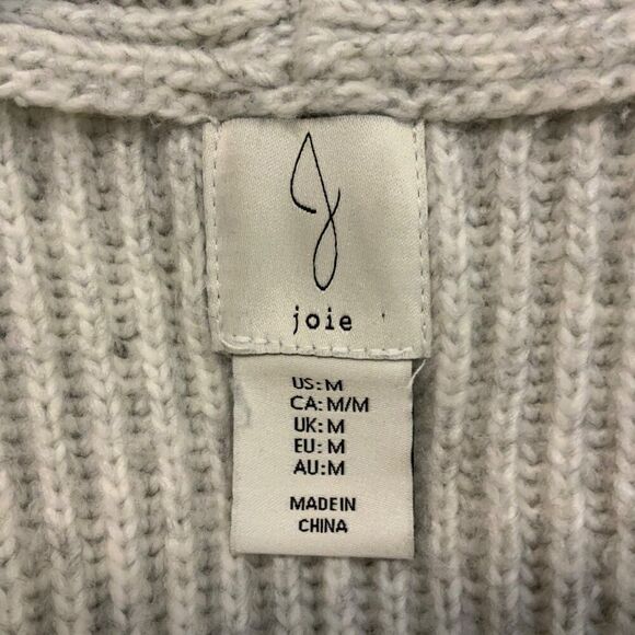 Joie Light Grey Long Sleeve Shawl Collar Open Cardigan Sweater Medium - Picture 9 of 10